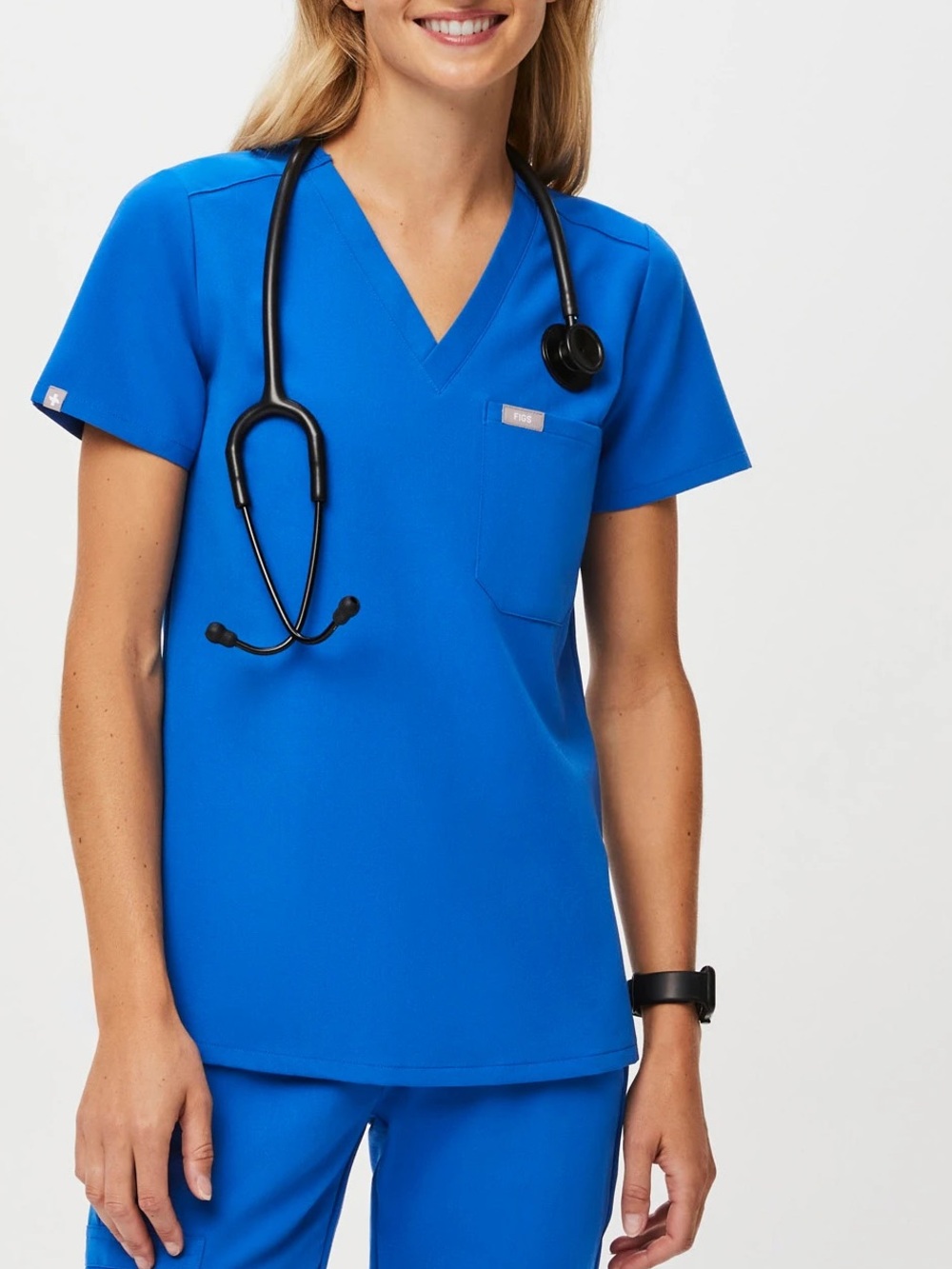 FIGS Catarina One-Pocket Scrub Top Royal Blue Women's Large FW1000